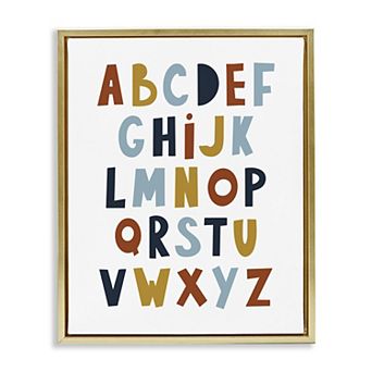 Stupell Home Decor Natural Tones Alphabet Framed Canvas Wall Art