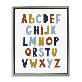Stupell Home Decor Natural Tones Alphabet Framed Canvas Wall Art