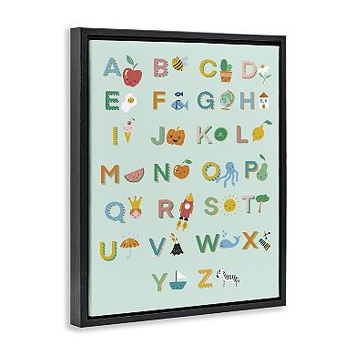 Stupell Home Decor Alphabet Chart on Mint Green Framed Canvas Wall Art