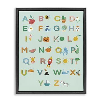 Stupell Home Decor Alphabet Chart on Mint Green Framed Canvas Wall Art