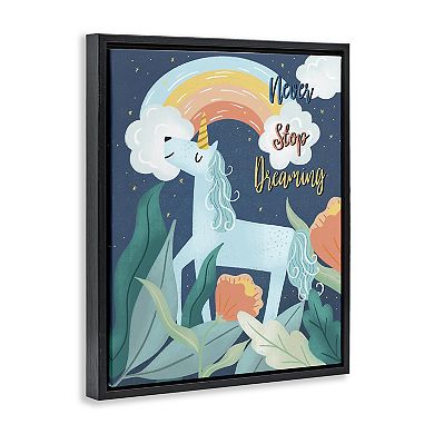 Stupell Home Decor Never Stop Dreaming Unicorn Framed Canvas Wall Art