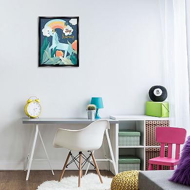 Stupell Home Decor Never Stop Dreaming Unicorn Framed Canvas Wall Art