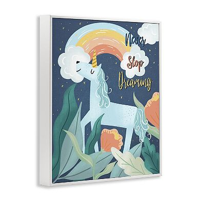 Stupell Home Decor Never Stop Dreaming Unicorn Framed Wall Art