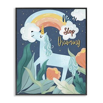 Stupell Home Decor Never Stop Dreaming Unicorn Framed Wall Art
