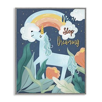 Stupell Home Decor Never Stop Dreaming Unicorn Framed Wall Art