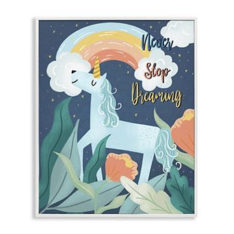 Stupell Home Decor Never Stop Dreaming Unicorn Framed Wall Art