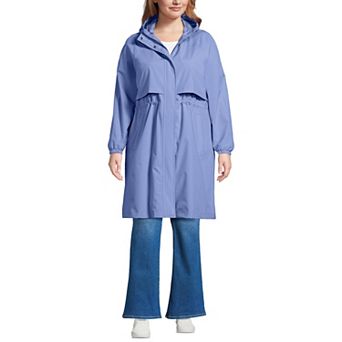 Women's Plus Size Lands' End Squall Packable Long Raincoat