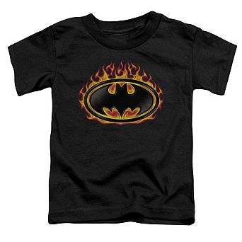 Batman Bat Flames Shield Short Sleeve Toddler T-Shirt