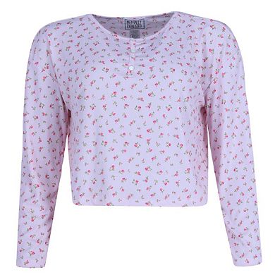 Mentally Exhausted Women's Floral Henley Long Sleeve and Shorts Set
