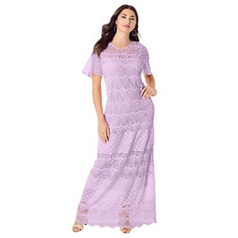 Roaman's Women's Plus Size Crochet Lace Maxi Dress