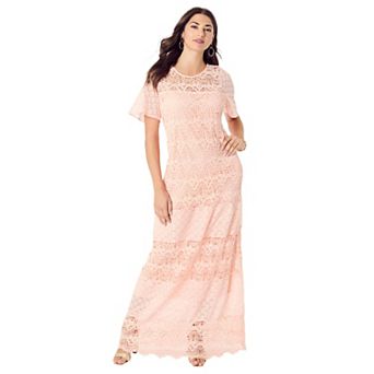 Roaman's Women's Plus Size Crochet Lace Maxi Dress