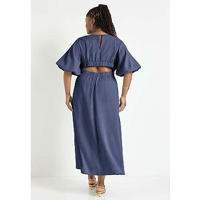 June & Vie Women's Plus Size -Sleeve Babydoll Maxi Dress