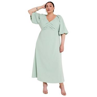June & Vie Women's Plus Size -Sleeve Babydoll Maxi Dress