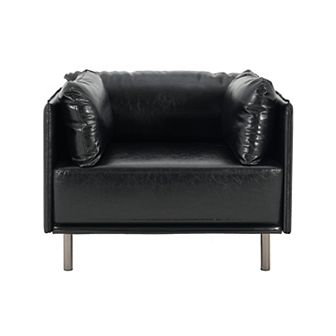 Merax 39" Vintage Faux Leather Lounge Chair with Polyester and PU Leather Upholstery