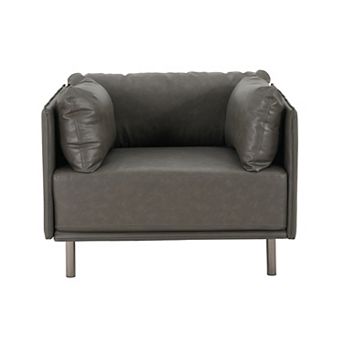 Merax 39" Vintage Faux Leather Lounge Chair with Polyester and PU Leather Upholstery