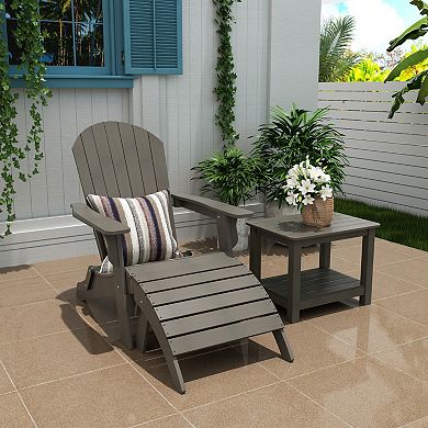 Westintrends 3-piece Hips Outdoor/patio Folding Adirondack Chair With Folding Ottoman And Side Table