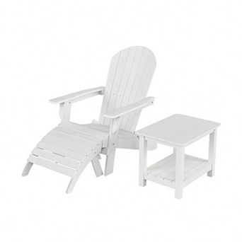 Westintrends 3 pc Hips Outdoor/patio Folding Adirondack Chair With Folding Ottoman And Side Table