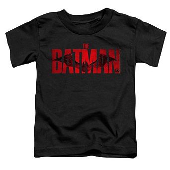 The Batman Crimson Drawn Bat Logo Short Sleeve Toddler T-Shirt