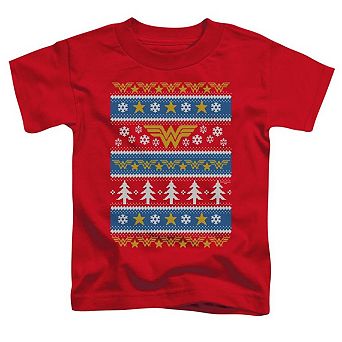 DC Comics Wonder Woman Wonder Woman Christmas Sweater Short Sleeve Toddler T-Shirt