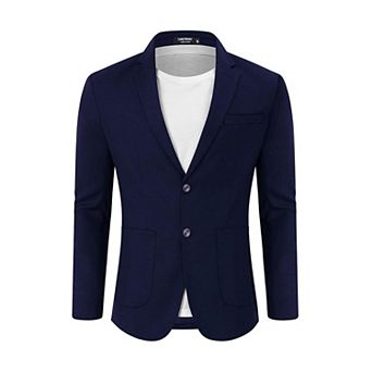 Men's Casual Blazer Linen Sport Coat Two Button Lightweight Jackets Business Daily Suit
