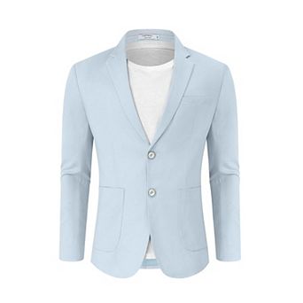 Men's Casual Blazer Linen Sport Coat Two Button Lightweight Jackets Business Daily Suit