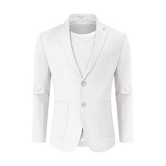 Men's Casual Blazer Linen Sport Coat Two Button Lightweight Jackets Business Daily Suit