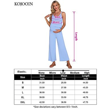 Women's Maternity Jumpsuit Sleeveless V Neck Ribbed Adjustable Strap Layered Front Wide Leg Rompers