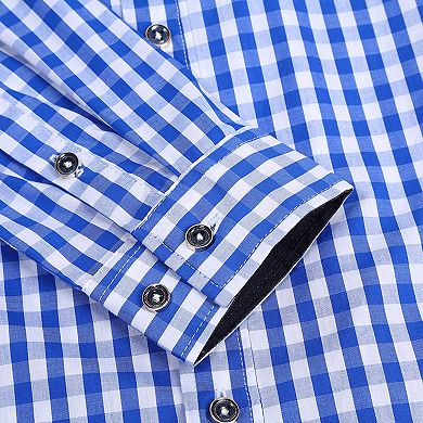 Men's Long Sleeve Button Down Casual Shirts Slim Fit Plaid Shirt
