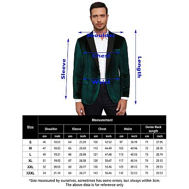 Men's Velvet Blazer One Button Solid Wedding Blazers Slim Fit Luxury Velour Suit Jacket