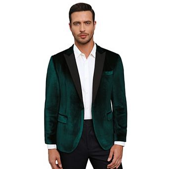 Men's Velvet Blazer One Button Solid Wedding Blazers Slim Fit Luxury Velour Suit Jacket