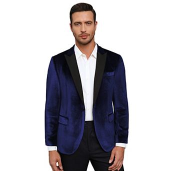 Men's Velvet Blazer One Button Solid Wedding Blazers Slim Fit Luxury Velour Suit Jacket