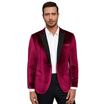 Men's Velvet Blazer One Button Solid Wedding Blazers Slim Fit Luxury Velour Suit Jacket