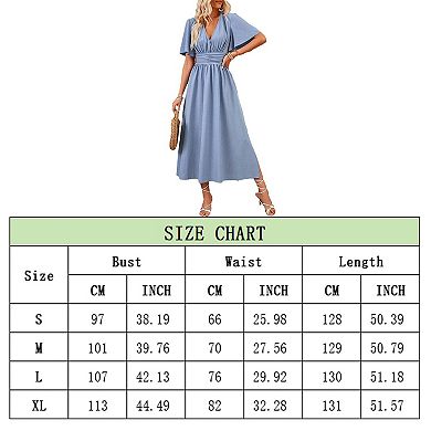Women's Summer Casual Short Sleeve Dress Loose Sleeve Slit Thigh Dress