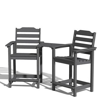 Tall Adirondack Chairs Set of 2 with Connecting Table