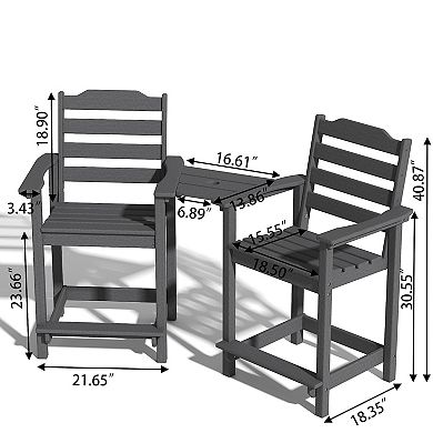 Tall Adirondack Chairs Set of 2 with Connecting Table