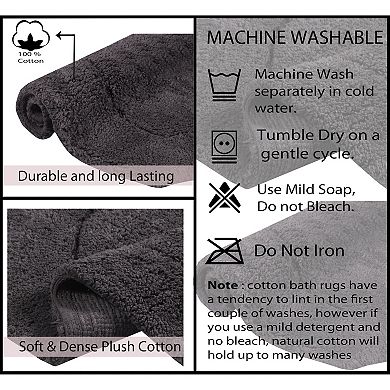 Home Weavers Waterford Collection 100% Cotton Tufted Bath Rug, Extra Soft & Absorbent Bath Rug