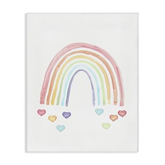 Stupell Home Decor Rainbow with Falling Hearts Canvas