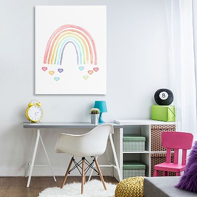 Stupell Home Decor Rainbow with Falling Hearts Canvas