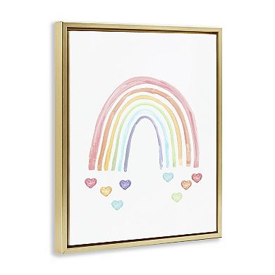 Stupell Home Decor Rainbow with Falling Hearts Framed Floating Canvas