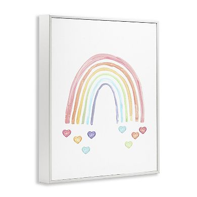 Stupell Home Decor Rainbow with Falling Hearts Framed Giclee