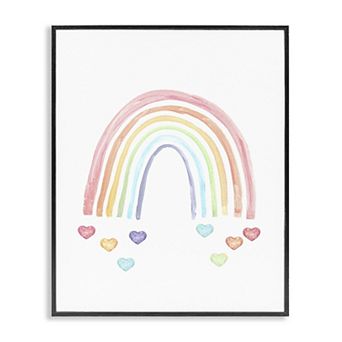 Stupell Home Decor Rainbow with Falling Hearts Framed Giclee