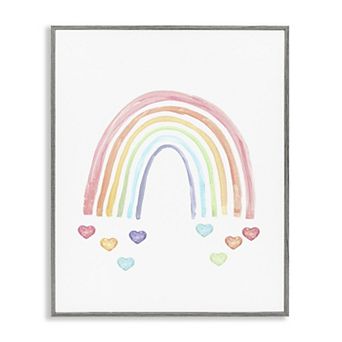 Stupell Home Decor Rainbow with Falling Hearts Framed Giclee