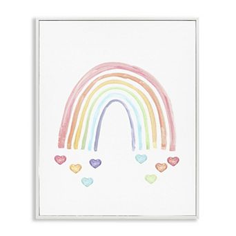 Stupell Home Decor Rainbow with Falling Hearts Framed Giclee