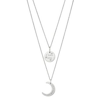 LeRose by Lexi and Rose Sterling Silver Diamond Accent Moon Pendant Necklace Set