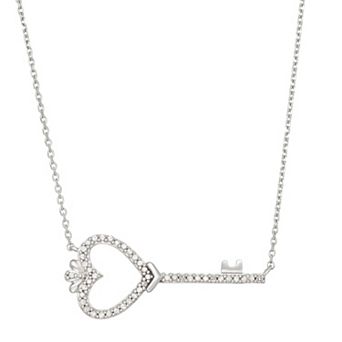 LeRose by Lexi and Rose Sterling Silver 1/5 Carat T.W. Heart Key Necklace