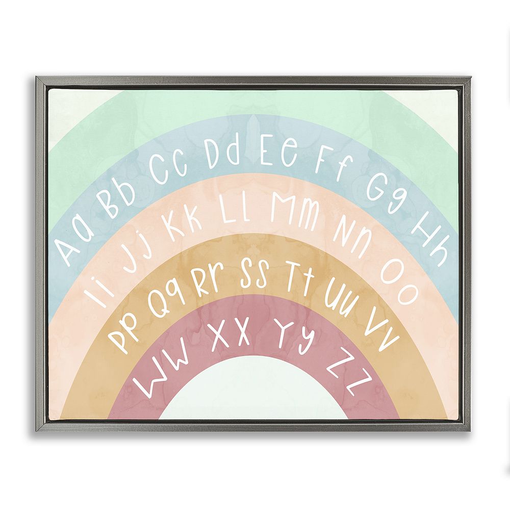 Stupell Home Decor Alphabet Letters on Rainbow Framed Floating Canvas
