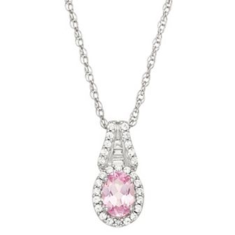 LeRose by Lexi and Rose Rhodium Over Sterling Silver Created White Sapphire Pendant Necklace