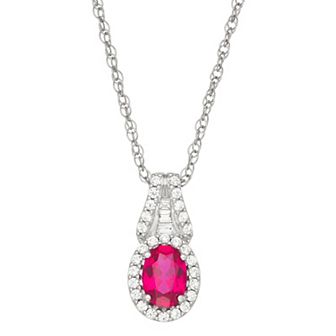 LeRose by Lexi and Rose Rhodium Over Sterling Silver Created White Sapphire Pendant Necklace