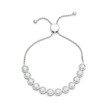 LeRose by Lexi and Rose Sterling Silver Lab-Created Opal & Lab-Created White Sapphire Bolo Bracelet