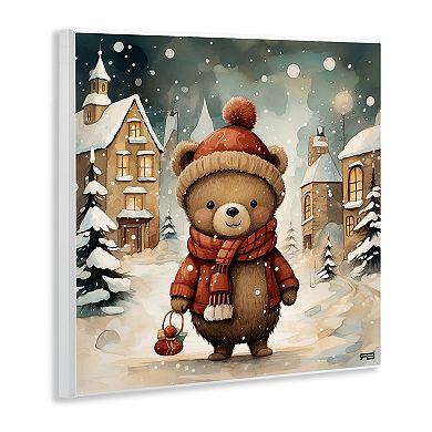 Stupell Home Decor Bear in Snowy Winter Village Wall Plaque